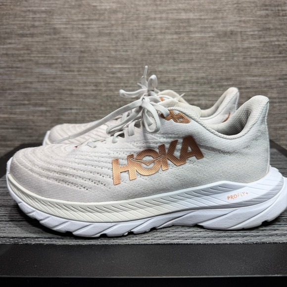 Hoka One One Shoes - Hoka Mach 5 Women 7.5 White Copper Running Shoes 1127894-WCPP Profly+ Low Top
